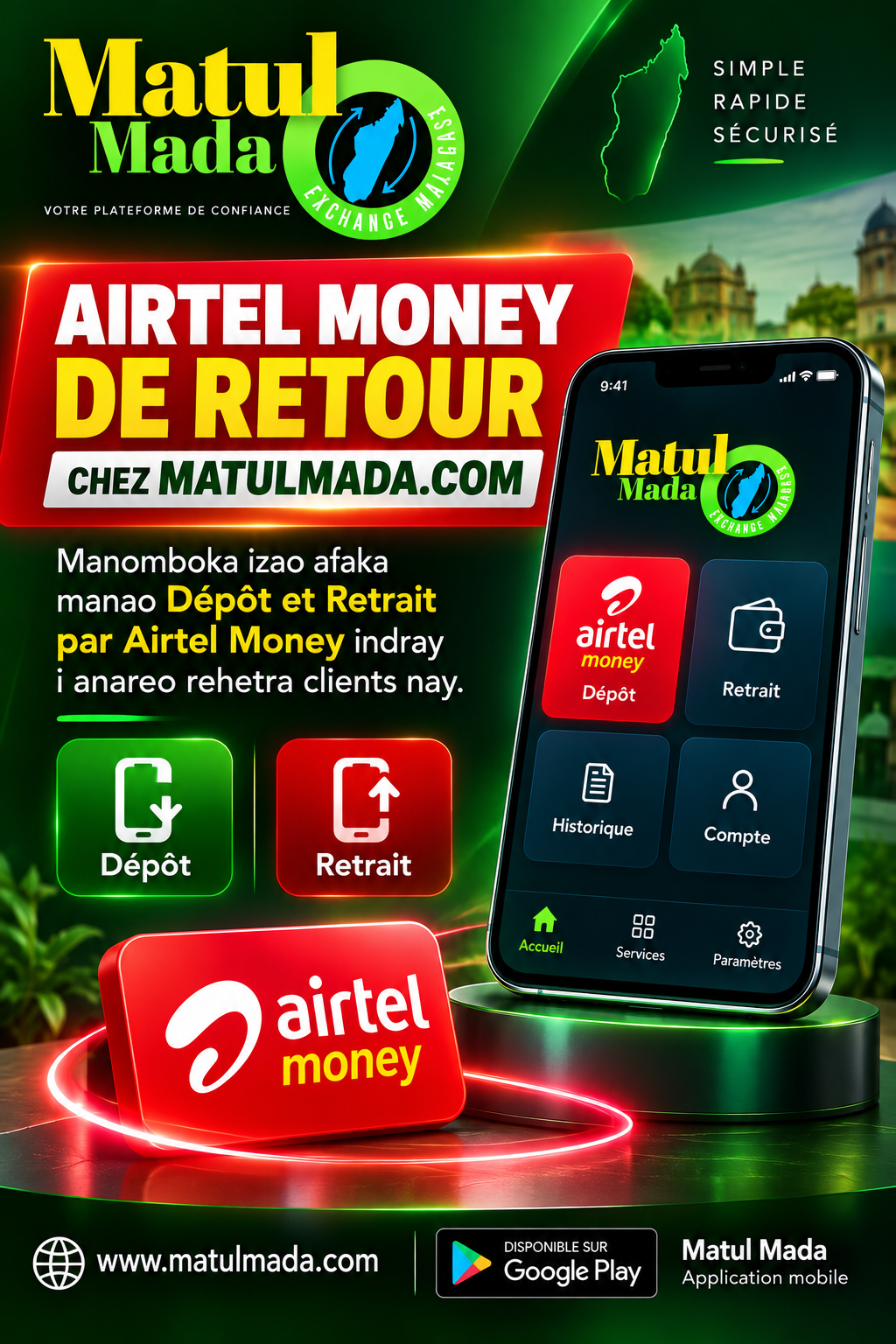 Airtel Money : Dépôt et Retrait de retour en Force 